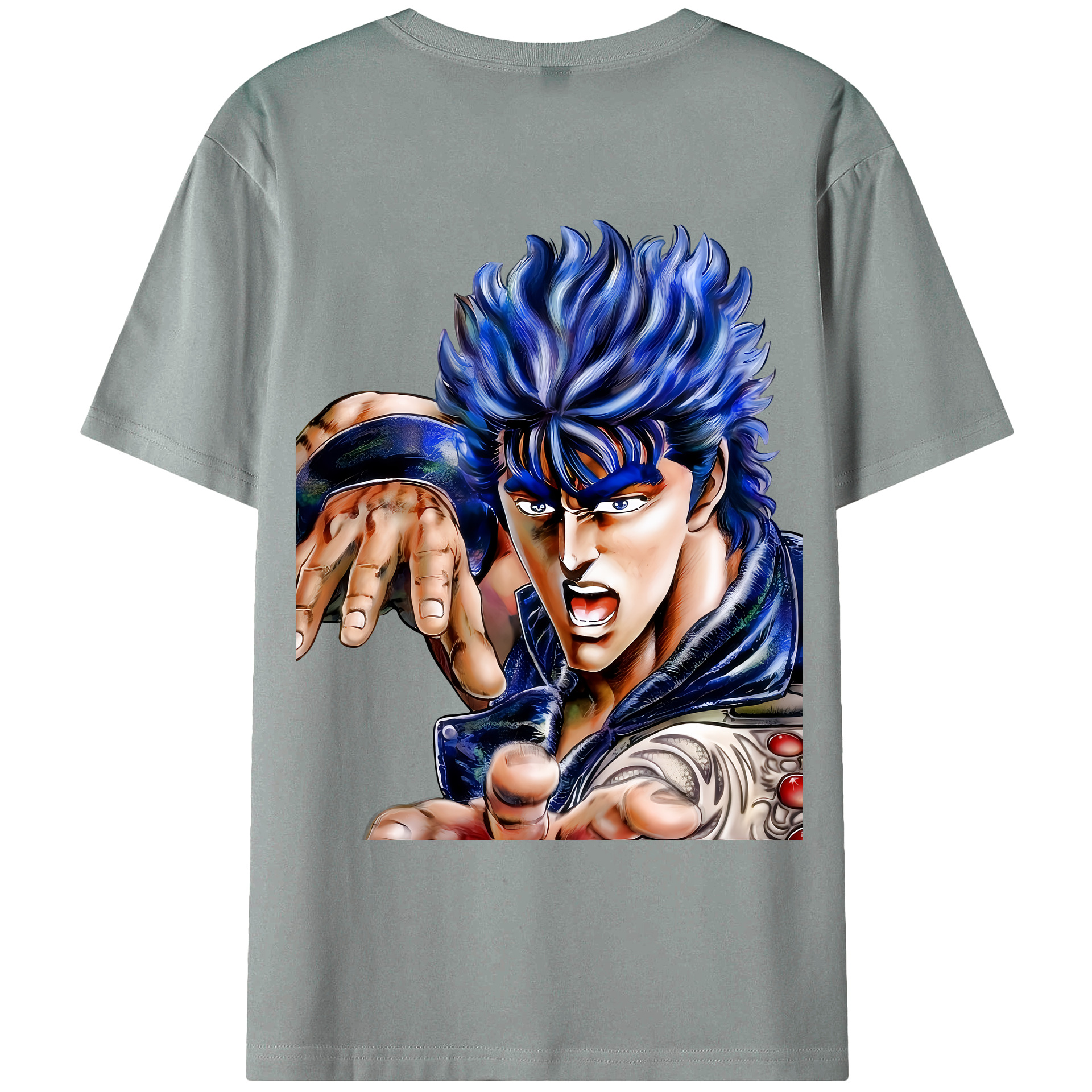 （画像用） 北斗の拳 Fist of the North Star 綿100％ メンズ半袖Tシャツ（バックプリント） 通気性